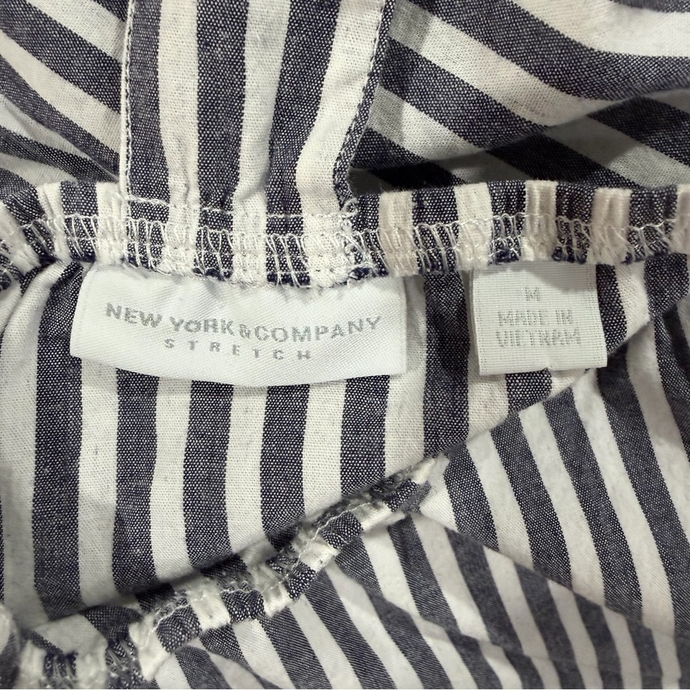 New York & Company Deep Navy and White Striped Midi Dress - Picture 9 of 14